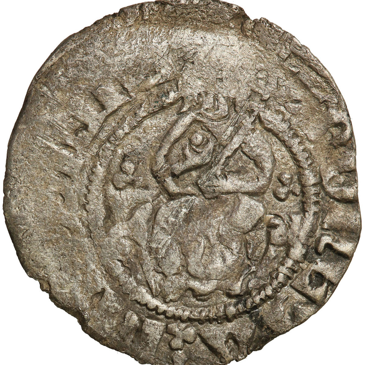 Kazimierz III Wielki (1333-1370). Kwartnik duży (półgrosz), Kraków - RZADKOŚĆ R4